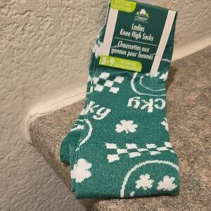 Green Clover Knee High Socks Nwt